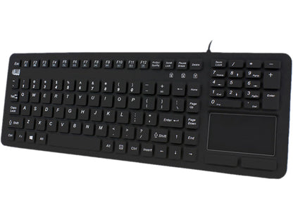 Adesso AKB-270UB SlimTouch Antimicrobial Waterproof USB Compact size Touchpad  keyboard, 15.50x 5.50x 0.43 (Black)