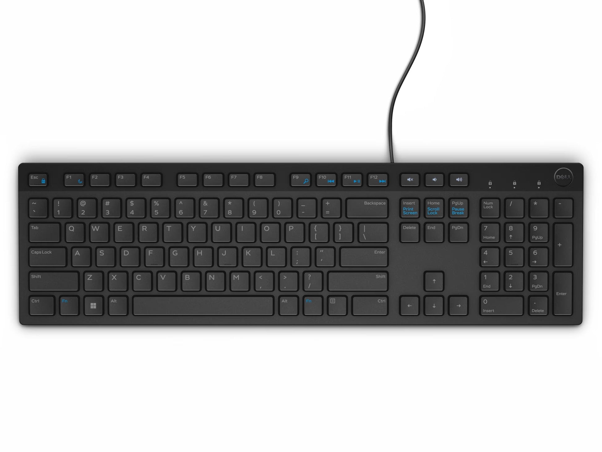 Dell Wired Keyboard and Mouse - KM300C - USB Keyboard - Black - USB Cable Mouse - Optical - 1000 dpi - 3 Button - Black - Mute, Volume Down, Volume Up Hot Key(s) - Compatible with Mac, PC