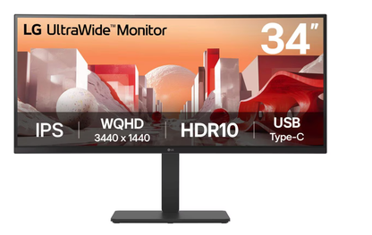 LG 34" UltraWide QHD Curved IPS Monitor with USB Type-C 34BA75QE-B