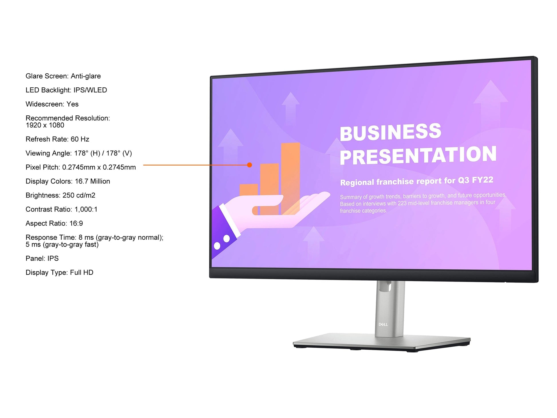 Dell P2422HE 24 (23.8 Viewable) 1920 x 1080 FHD IPS HDMI DisplayPort USB-C Tilt Swivel Height Adjust Pivot VESA LED-Backlit Monitor