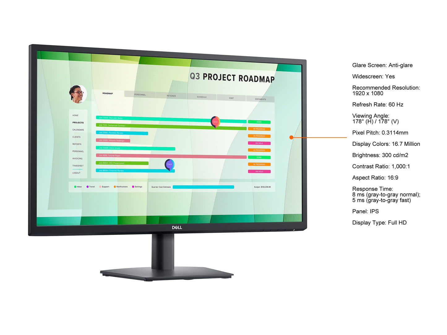 Dell 27 60 Hz IPS FHD IPS Monitor 8 ms (gray-to-gray normal); 5 ms (gray-to-gray fast) 1920 x 1080 D-Sub, HDMI Flat Panel E2723HN
