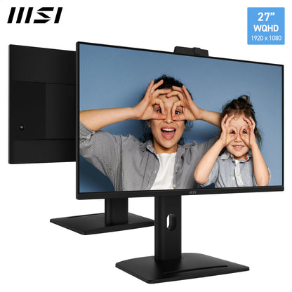 MSI PRO MP275QPDG, 27" IPS, QHD, 100hz, Height Adj. stand, Speaker, Webcam, Ethernet Interface - 1x LAN Port (1Gbps)