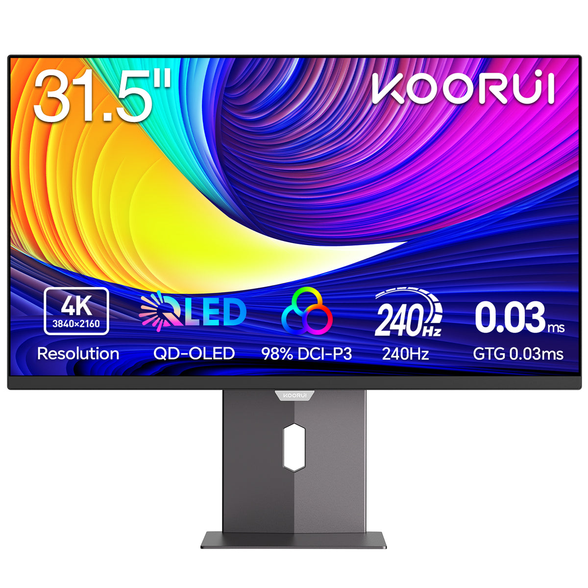 KOORUI 31.5 3840 x 2160 (4K) 240 Hz QD-OLED Gaming Monitor FreeSync Premium & G-Sync Compatible 98% DCI-P3 S3241XO