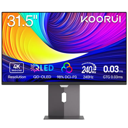 KOORUI 31.5 3840 x 2160 (4K) 240 Hz QD-OLED Gaming Monitor FreeSync Premium & G-Sync Compatible 98% DCI-P3 S3241XO