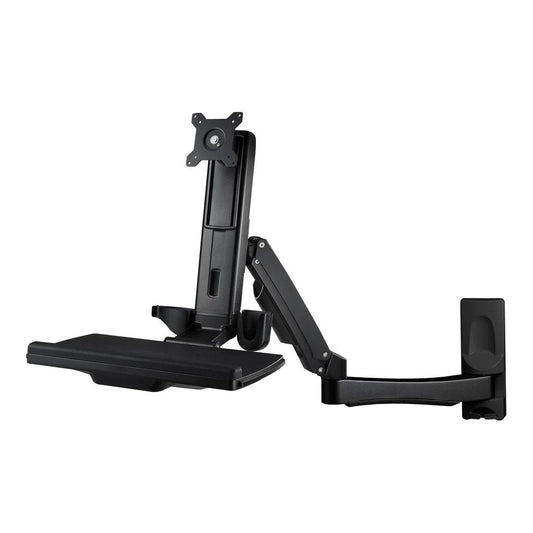 Amer Networks AMR1AWSL-B Sit-Stand Swing Arm Wall Mount Computer Workstation System, Black