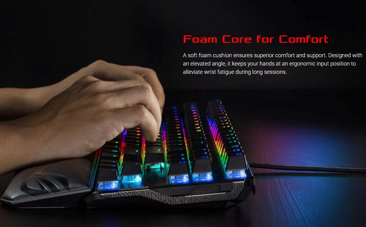 ASUS AC01 ROG Gaming Wrist - Smooth Leatherette Surface with Foam Cushion Core For High-Level Comfort | Splash-Resistant | Durable Anti-Fray Edges | Non-Slip Feet | Compatible with Tenkeyless Keyboard
