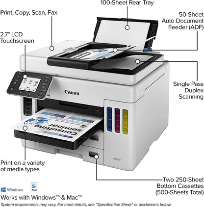 Canon MAXIFY GX7021 Wireless MegaTank All-In-One Colour Printer - White 4471C038