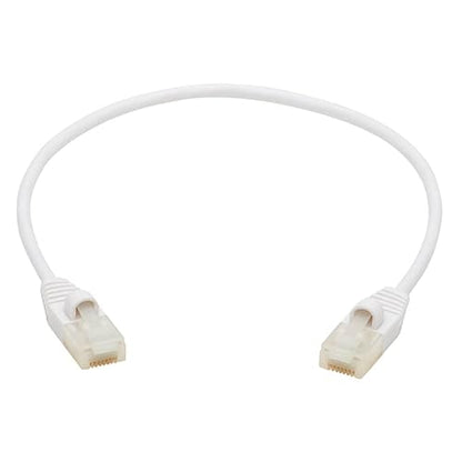 Tripp Lite, Safe-IT, Cat6a, 10G-Certified, Snagless, Slim, Flat, Antibacterial, UTP Ethernet Cable (RJ45 M/M), White, 1 ft. (N261AB-S01-WH)