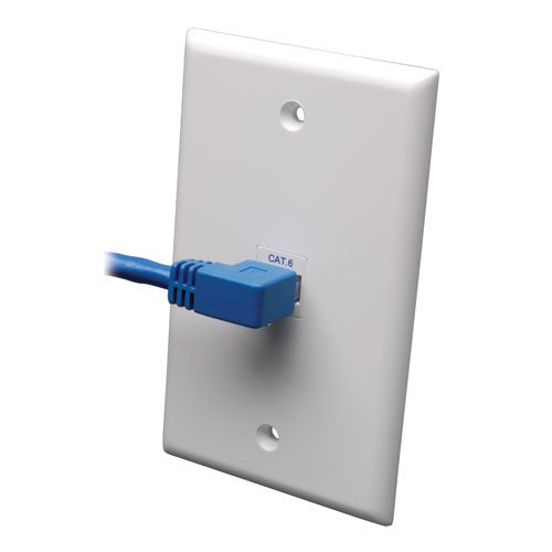 Tripp Lite N204-010-BL-LA Cat6 Gigabit Left Angle to Straight Patch Cable (10-Feet, Blue) 10 feet Left Angle Side