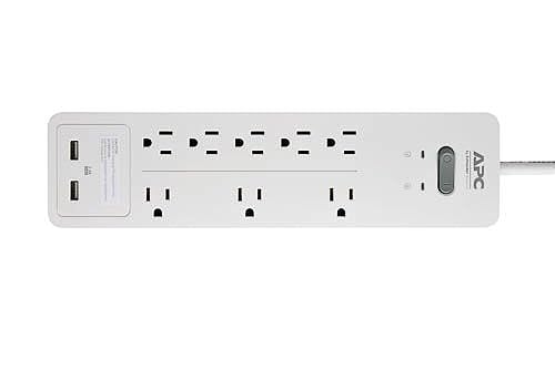 APC 8-Outlet Surge Protector Power Strip with USB Charging Ports, 2160 Joules, SurgeArrest Home/Office (PH8U2W) 8 Outlet OL + USB Charging White