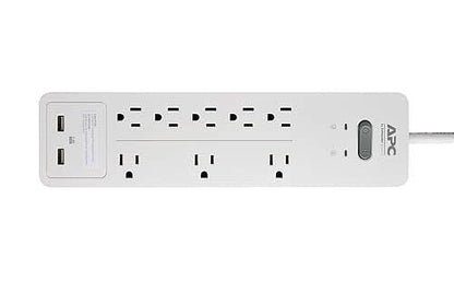 APC 8-Outlet Surge Protector Power Strip with USB Charging Ports, 2160 Joules, SurgeArrest Home/Office (PH8U2W) 8 Outlet OL + USB Charging White
