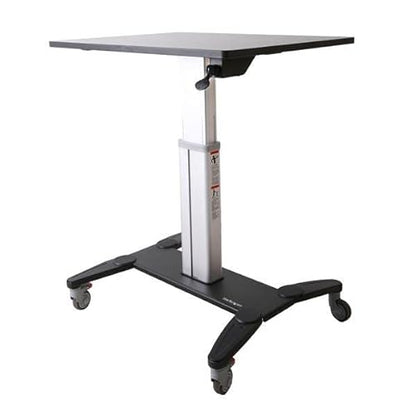 StarTech.com Mobile Standing Desk - Portable Sit Stand Ergonomic Height Adjustable Cart on Wheels - Rolling Computer/Laptop Workstation Table with Locking One-Touch Lift for Teacher/Student (STSCART)