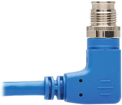 Tripp Lite M12 X-Code Right-Angle Cat6 Ethernet Cable Blue (M/M), 1 Gbps, UTP, UL CMR-LP Certified for 60W PoE, Heavy-Duty IP68 Rating, 9.8 Feet / 3 Meters, (NM12-603-03M-BL) Right-Angle M12 9.8 ft / 3M