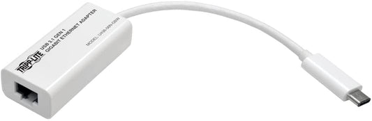 Tripp Lite USB-C to Gigabit Ethernet NIC Network Adapter 10/100/1000 Mbps White GbE