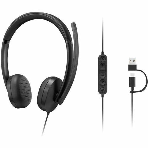 Lenovo Wired VoIP Headset 5000 - Microsoft Teams Certification - Stereo - USB Type A, USB Type C - Wired - 32 Ohm - 20 Hz to 20 kHz - Over-the-head - Binaural - Supra-aural - 6.23 ft Cable - Noise Red