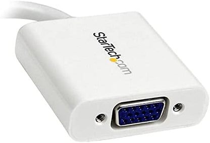 StarTech.com Mini DisplayPort to VGA Adapter - Active Mini DP to VGA Converter - 1080p Video - mDP or Thunderbolt 1/2 Mac/PC to VGA Monitor/Projector/Display - mDP 1.2 to VGA Dongle - White (MDP2VGAW)