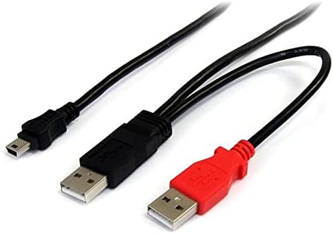StarTech.com 6 ft USB Y Cable for External Hard Drive - USB A to Mini B - USB Cable - USB (M) to Mini-USB Type B (M) - USB 2.0-6 ft - Black - USB2HABMY6 6 ft / 2m