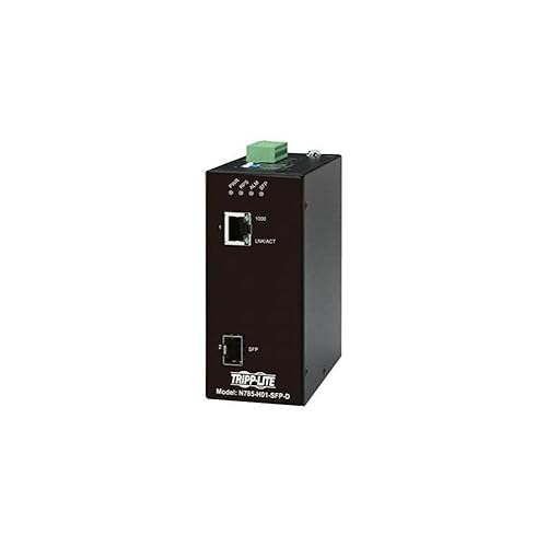 Tripp Lite Network Copper RJ45 Ethernet to Fiber Optic SFP Transceiver Media Converter Extender, Hardened Housing, 10/100/1000 Mbps, AC Power, 2-Year Manufacturer's Warranty (N785-H01-SFP) Hardened Housing Variable Open SFP