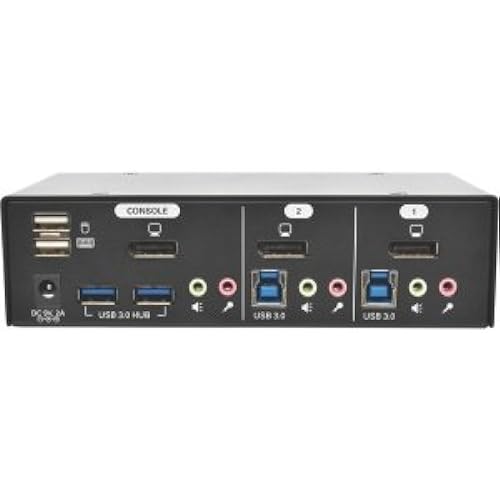 Tripp Lite 2-Port DisplayPort KVM Switch with Audio, Cables and USB 3.0 Hub (B004-DPUA2-K), Black