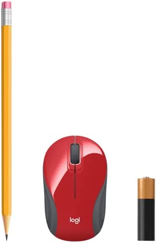 Logitech Wireless Mini Mouse M187 Ultra Portable, 1000 DPI Optical Tracking, 3-Buttons, PC/Mac/Laptop - Red