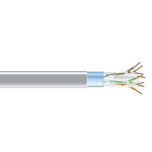 Black Box CAT6 400-MHz Shielded Solid Bulk Cable (F/UTP), 23 AWG, 4-Pair, PVC, 1000-ft. (304.8-m), Gray