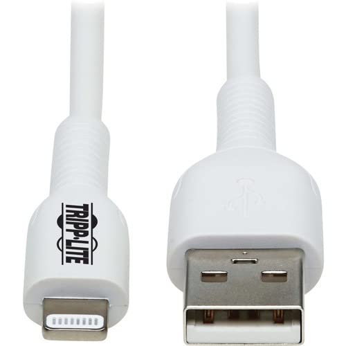Tripp Lite Safe-IT USB-A to Lightning Charge Cable for iPhone & iPad, Male-to-Male Cable, MFi Certified, White, 9.8 Feet / 3 Meters, 2-Year Warranty (M100AB-03M-WH)
