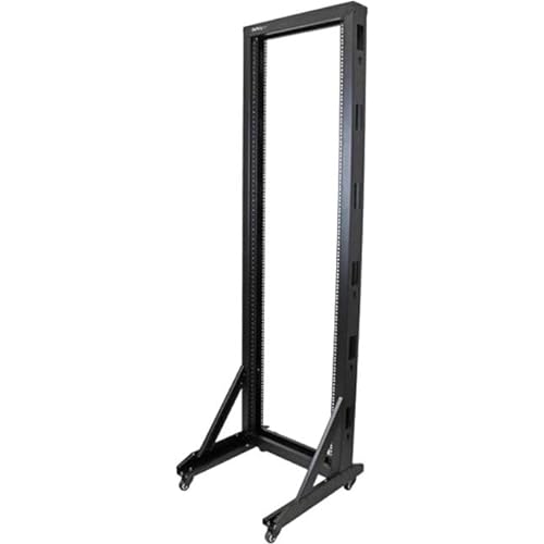 StarTech.com 2-Post 42U Mobile Open Frame Server Rack, Two Post 19in Network Rack with Casters, Rolling Open Rack for AV/Data/IT Equipment, Computer Rack for Home/Office Spaces (2POSTRACK42) 2 Post 42U