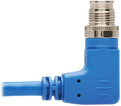 Tripp Lite M12 X-Code Right-Angle to RJ45 Cat6 Ethernet Cable (M/M), 1 Gbps, UTP, UL CMR-LP Certified for 60W PoE, Heavy-Duty IP68 Rating, 9.8 Feet / 3 Meters, (NM12-604-03M-BL) Right-Angle M12 to RJ45 9.8 ft / 3M