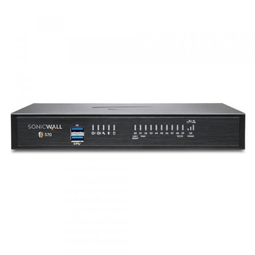 SonicWall TZ570W Network Security/Firewall Appliance - 8 Port - 10/100/1000Base-T - 5 Gigabit Ethernet - Wireless LAN IEEE 802.11ac - DES, 3DES, MD5, SHA-1, AES (128-bit), AES (192-bit), AES (256-bit), WPA, WEP, WPA2, TKIP - 8 x RJ-45