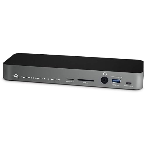 OWC 14-Port Thunderbolt Dock, 85W charging, (2) Thunderbolt 40 Gb/s (USB-C), (5) USB 3.2 Type-A, USB 3.2 (10Gb/s) Type-C, Mini DisplayPort, GbE, Audio, Single 5K or Dual 4K Displays, cable, For Mac/PC Space Gray