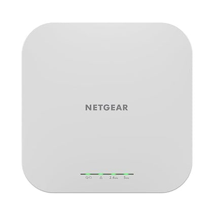 Netgear WAX610 802.11ax 1.76 Gbit/s Wireless Access Point - 2.40 GHz, 5 GHz - MIMO Technology - 1 x Network (RJ-45) - 2.5 Gigabit Ethernet - PoE Ports - Ceiling Mountable, Wall Mountable