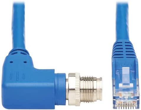 Tripp Lite M12 X-Code Right-Angle to RJ45 Cat6 Ethernet Cable (M/M), 1 Gbps, UTP, UL CMR-LP Certified for 60W PoE, Heavy-Duty IP68 Rating, 32.8 Feet / 10 Meters, (NM12-604-10M-BL) Right-Angle M12 to RJ45 32.8 ft / 10M