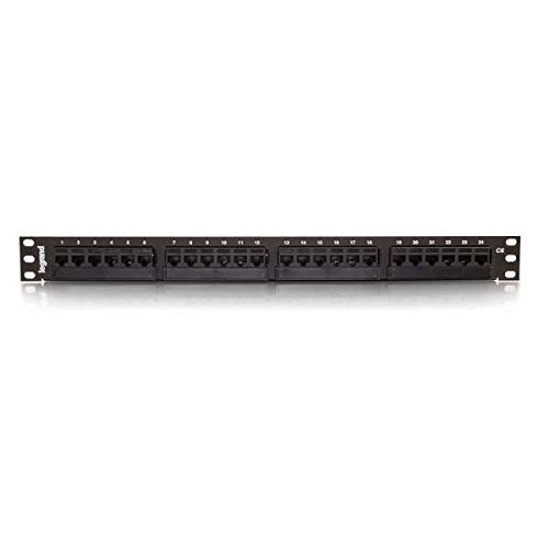 C2G 37199 24-Port Cat6 110-Type Patch Panel, Black Cat6 24-PORT