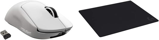 Logitech G PRO X Superlight Wireless Gaming Mouse, Compatible with PC / Mac - White Logitech G740 Large Thick Gaming Mouse Pad, Optimized for Gaming Sensors, Mac and PC Gaming Accessories White Mouse + G740 Mouse Pad