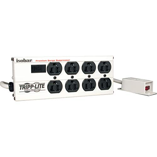 Tripp Lite by Eaton Isobar 8-Outlet Surge Protector, 12 ft. Cord with Right-Angle Plug, 3840 Joules, Remote Master Switch, Metal Housing - Receptacles: 8 x NEMA 5-15R - 2350J
