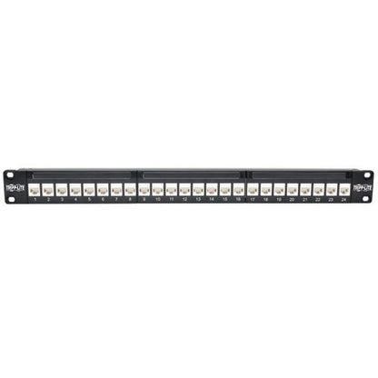 Tripp Lite 24 Port Rackmount Cat6a Feedthrough Patch Panel RJ45 Ethernet 1U (N254-024-6A), Black 24-Port Cat6a
