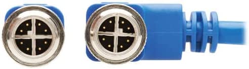 Tripp Lite M12 X-Code Right-Angle Cat6 Ethernet Cable Blue (M/M), 1 Gbps, UTP, UL CMR-LP Certified for 60W PoE, Heavy-Duty IP68 Rating, 9.8 Feet / 3 Meters, (NM12-603-03M-BL) Right-Angle M12 9.8 ft / 3M
