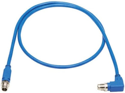 Tripp Lite M12 X-Code Right-Angle Cat6 Ethernet Cable Blue (M/M), 1 Gbps, UTP, UL CMR-LP Certified 60W PoE, Industrial IP68 Rating, 3.3 Feet / 1M, Lifetime Manufacturer's Warranty (NM12-603-01M-BL) Right-Angle M12 3.3 ft / 1M