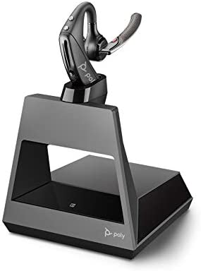 Plantronics - Voyager 5200 Office with One-Way Base (Poly) - Bluetooth Single-Ear (Monaural) Headset - Noise Canceling - Connect to Your Desk Phone - Works with Teams, Zoom &amp; More