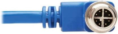 Tripp Lite M12 X-Code Right-Angle Cat6 Ethernet Cable Blue (M/M), 1 Gbps, UTP, UL CMR-LP Certified for 60W PoE, Heavy-Duty IP68 Rating, 9.8 Feet / 3 Meters, (NM12-603-03M-BL) Right-Angle M12 9.8 ft / 3M