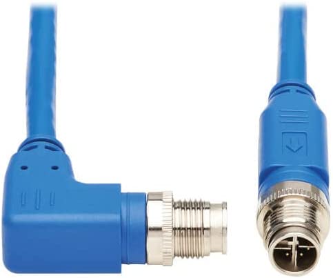 Tripp Lite M12 X-Code Right-Angle Cat6 Ethernet Cable Blue (M/M), 1 Gbps, UTP, UL CMR-LP Certified 60W PoE, Heavy-Duty IP68 Rating, 16.4 Feet / 5M, Lifetime Manufacturer's Warranty (NM12-603-05M-BL) Right-Angle M12 16.4 ft / 5M