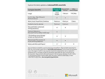 Microsoft 365 Family | 12-Month Subscription, up to 6 People | Premium Office Apps | 1TB OneDrive Cloud Storage | PC/Mac Keycard