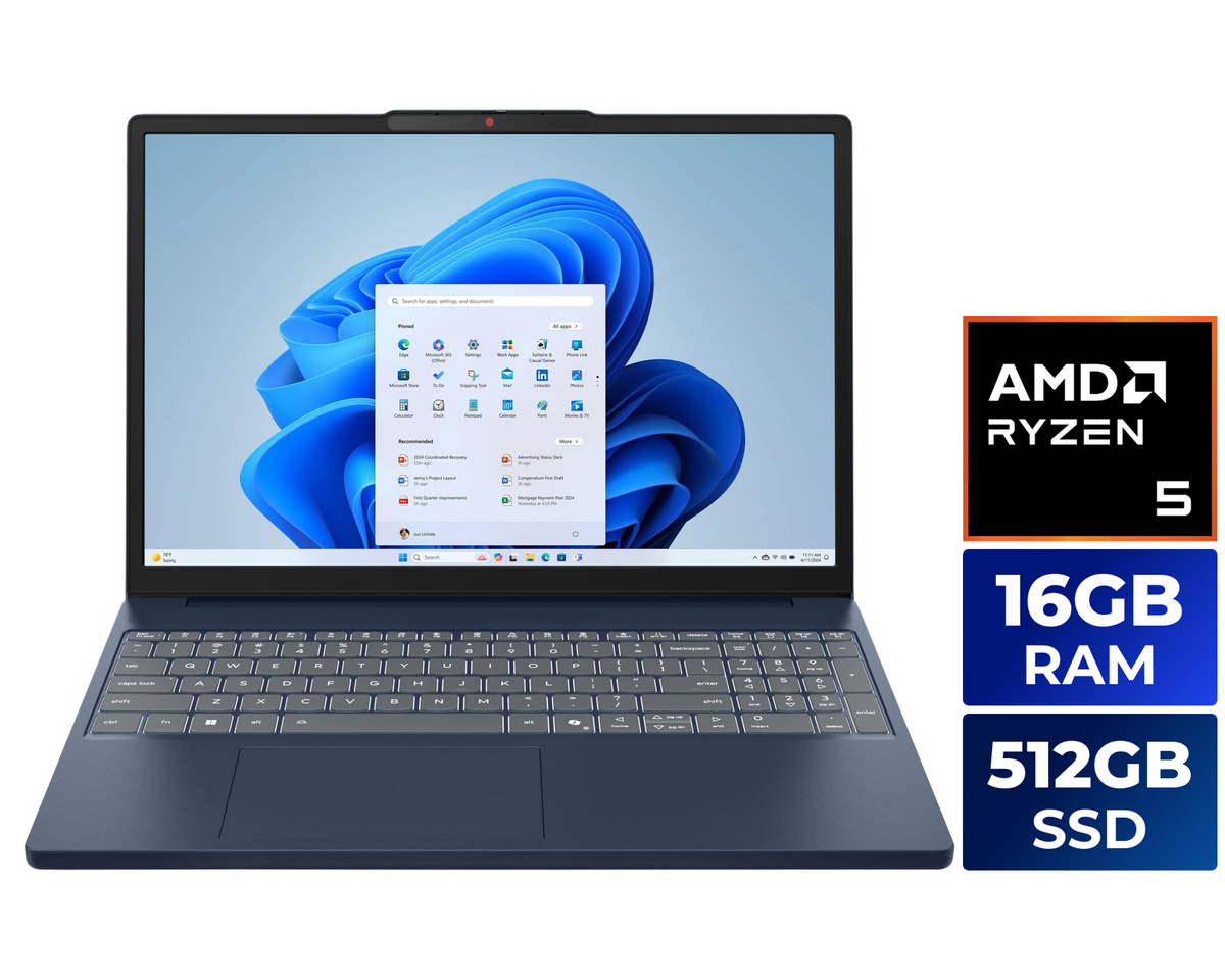 Lenovo Laptop ideaPad Slim 3 AMD Ryzen 5 8540U 16GB Memory 512 GB PCIe SSD AMD Radeon 740M 15.3 Touchscreen Windows 11 Home 83KA0045CF