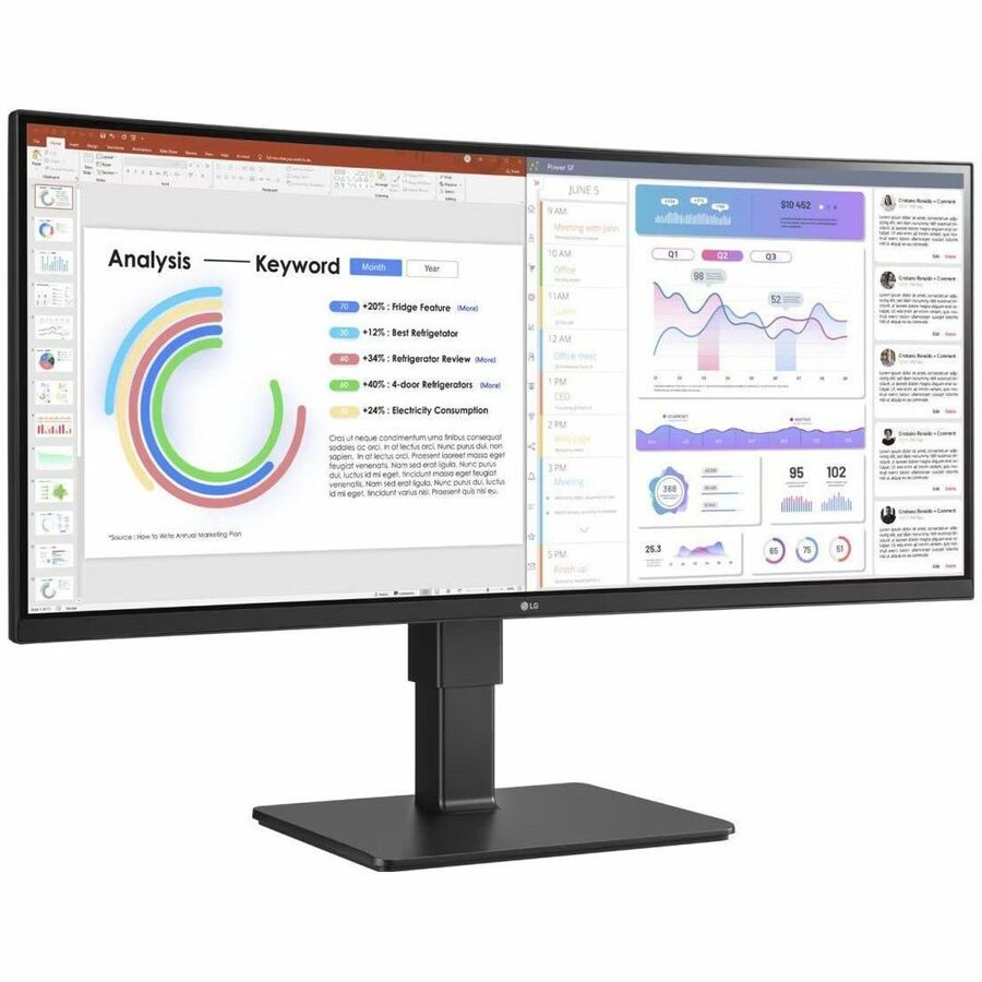LG Ultrawide 34BQ77QE-B 34" Class UW-QHD Curved Screen LED Monitor - 21:9 - Textured Black - 34" Viewable - In-plane Switching (IPS) Technology - Edge LED Backlight - 3440 x 1440 - 1.07 Billion Colors - 300 Nit - 5 ms - Speakers - HDMI