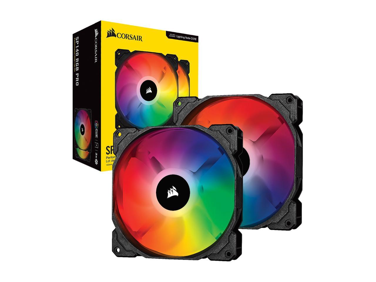 Manufacture Refurbished - CORSAIR iCUE SP140 RGB PRO Performance 140mm Dual Fan Kit with Lighting Node CORE - CO-9050096-WW