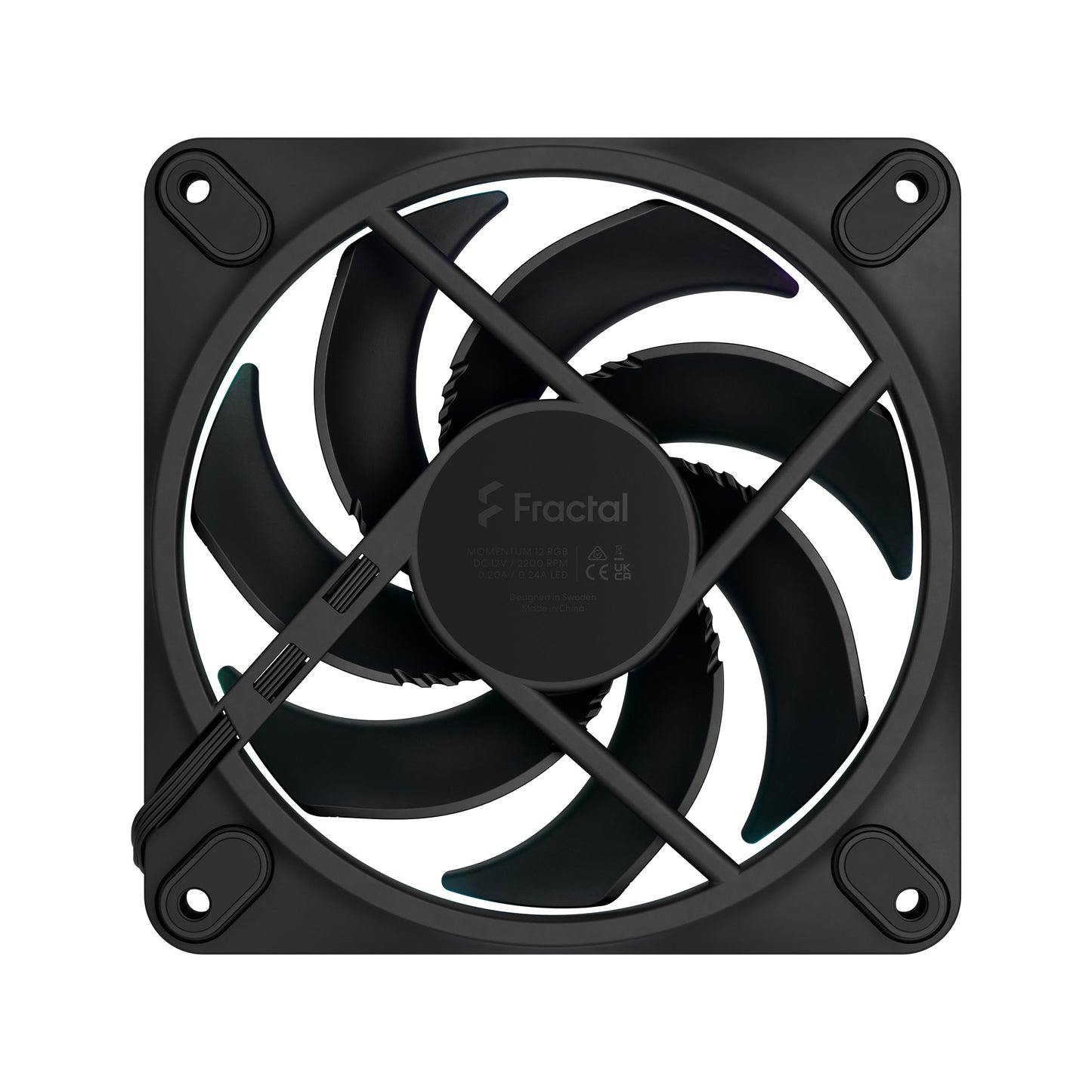 Fractal Design Momentum 12 RGB PWM Black 120 mm ARGB LED FDB (Fluid Dynamic Bearing) PC Case Fan (3-pack)
