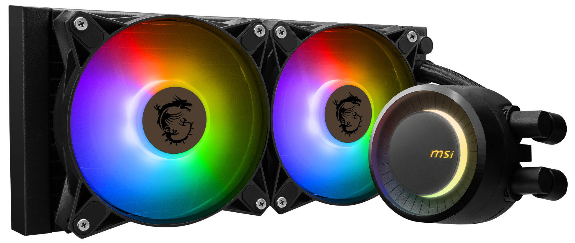MSI MAG CoreLiquid E240 Black - AIO ARGB CPU Liquid Cooler - Rotating Cap Design - 240mm Radiator - Dual 120mm ARGB PWM Fans - LGA 1700 Ready / AM5 Compatible