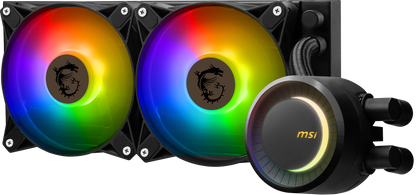 MSI MAG CoreLiquid E240 Black - AIO ARGB CPU Liquid Cooler - Rotating Cap Design - 240mm Radiator - Dual 120mm ARGB PWM Fans - LGA 1700 Ready / AM5 Compatible