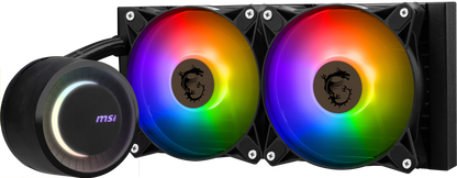 MSI MAG CoreLiquid E240 Black - AIO ARGB CPU Liquid Cooler - Rotating Cap Design - 240mm Radiator - Dual 120mm ARGB PWM Fans - LGA 1700 Ready / AM5 Compatible