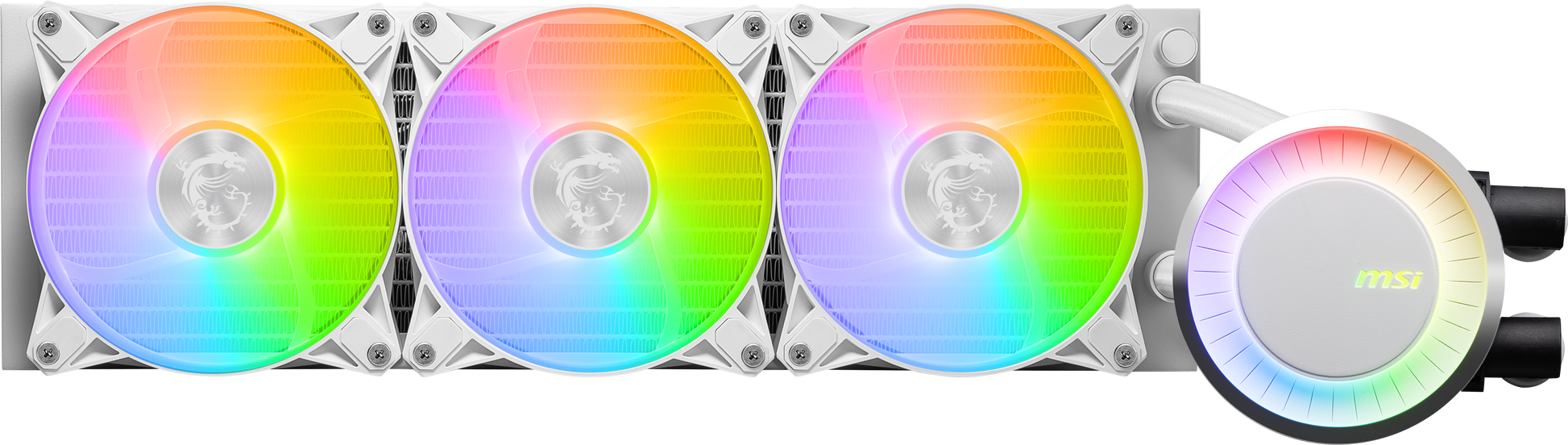 MSI MAG CoreLiquid E360 White - AIO ARGB CPU Liquid Cooler - Rotating Cap Design - 360mm Radiator - Triple 120mm ARGB PWM Fans - LGA 1700 Ready / AM5 Compatible